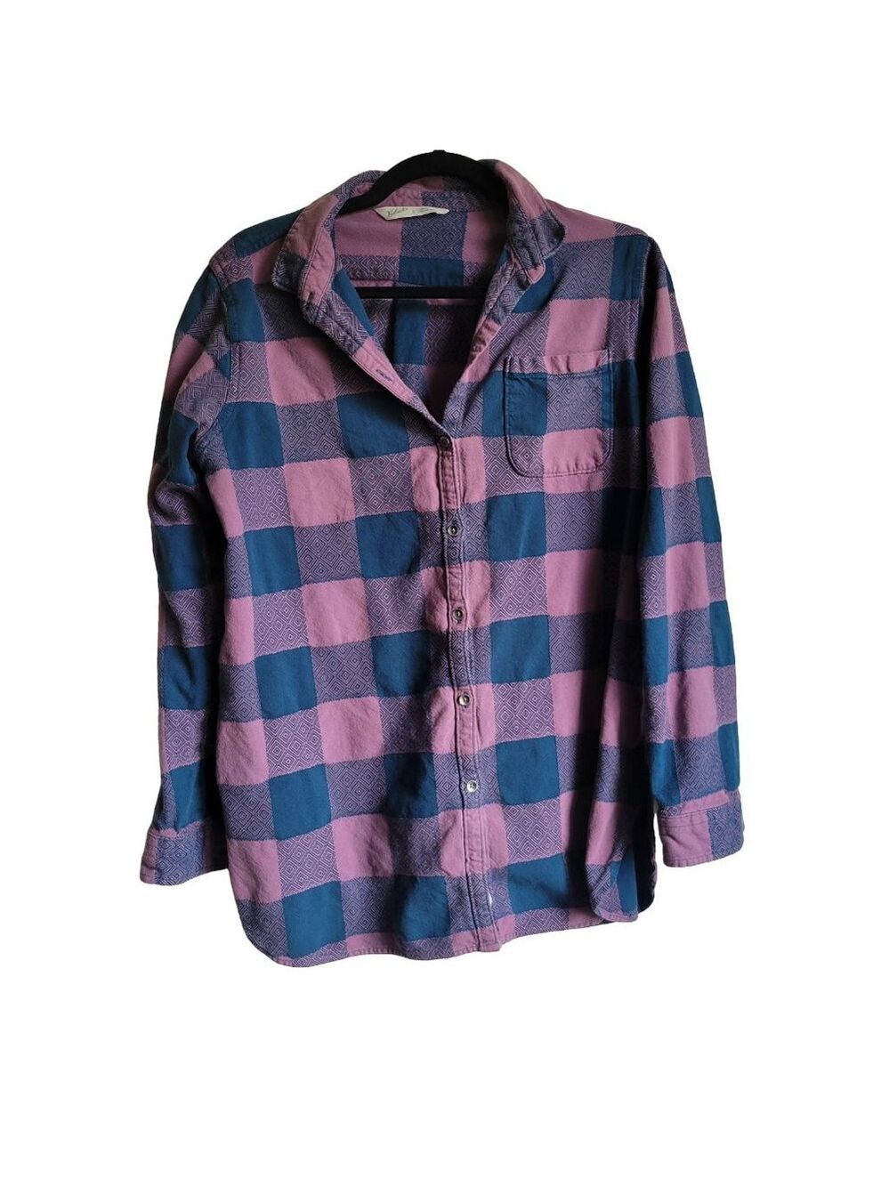 Women's Woolrich Flannel Shirt Size L Purple Blue Plaid